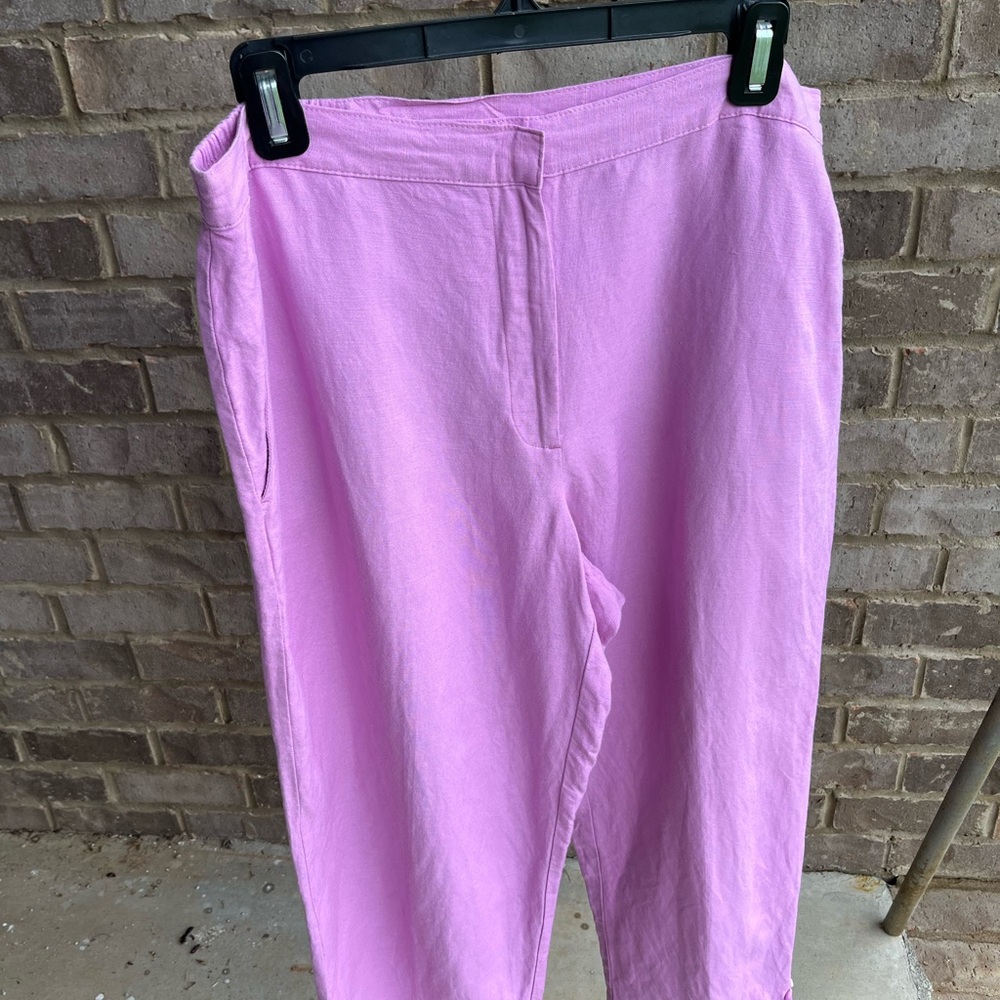 Ruby Rd. Vibrant Pink Linen Blend Pants